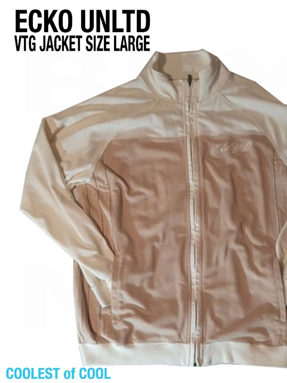 ECKO UNLTD Large jacket Vintage 90s Hip Hop casual Streetwear creme color zip up
